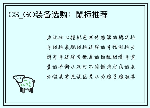 CS_GO装备选购：鼠标推荐